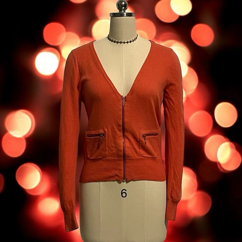 Forever21 Coral Zip Up Cardigan